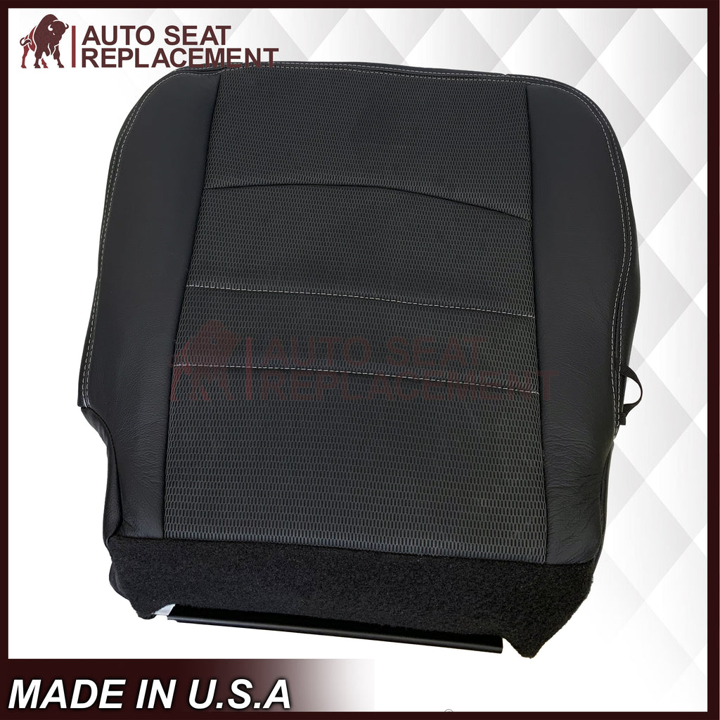 2013 - 2018 Dodge Ram Sport Bottom Dark Gray Cloth W/ Genuine Leather Seat Cover In Dark Gray