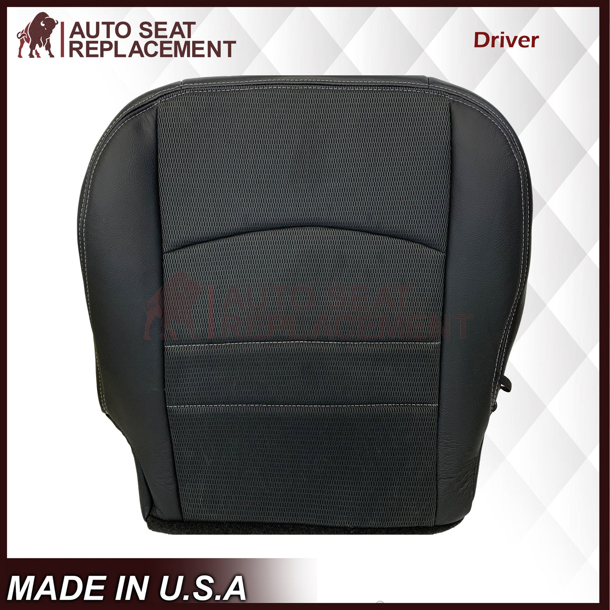 2013 - 2018 Dodge Ram Sport Bottom Dark Gray Cloth W/ Genuine Leather Seat Cover In Dark Gray