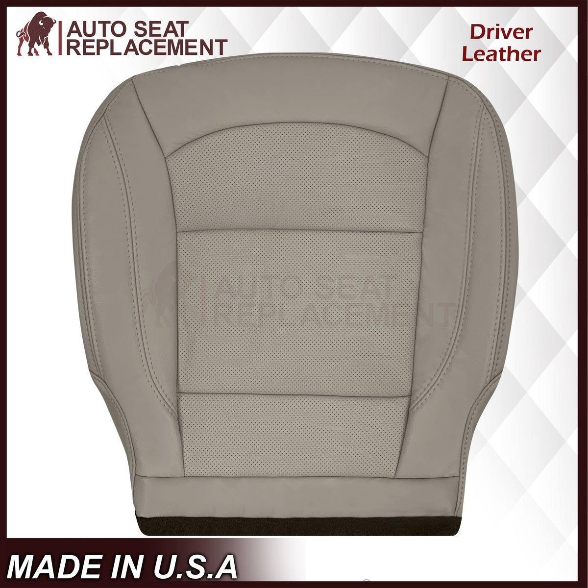 2016-2019 Ford Explorer Limited Replacement Leather or Synthetic Leather Seat Cover:  Light Gray Perforated