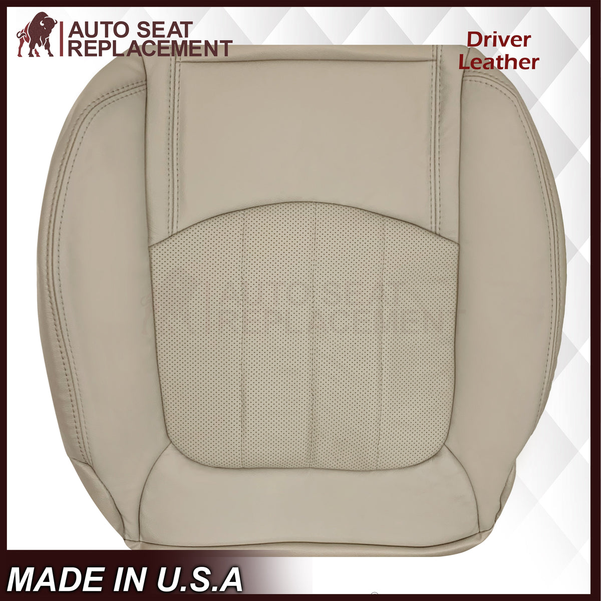 2009-2012 Chevrolet Traverse LT/LTZ Driver or Passenger Replacement Seat Cover: Perforated, Tan