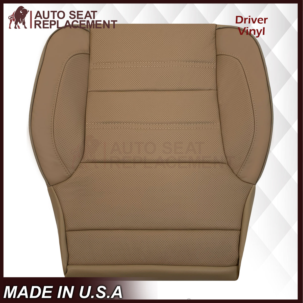 2014-2019 GMC Sierra Denali Perforated Genuine Leather Replacement Seat Cover In Dune Tan
