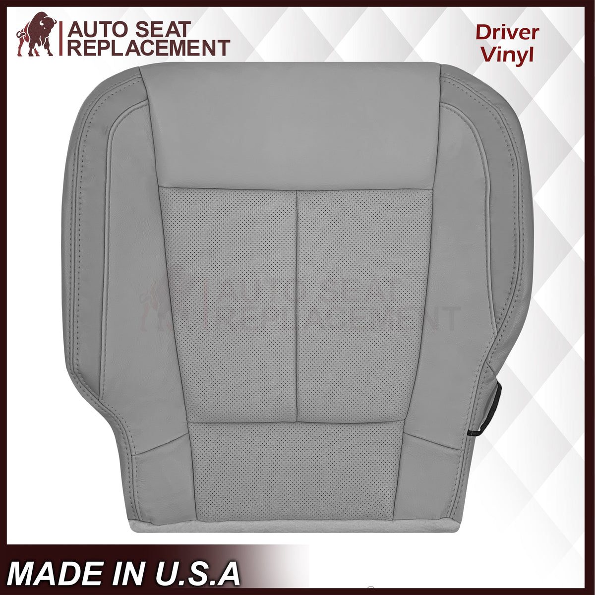 2018-2020 Ford F-150 Lariat Replacement Cowhide Leather or Synthetic Leather Seat Cover: Gray, Perforated