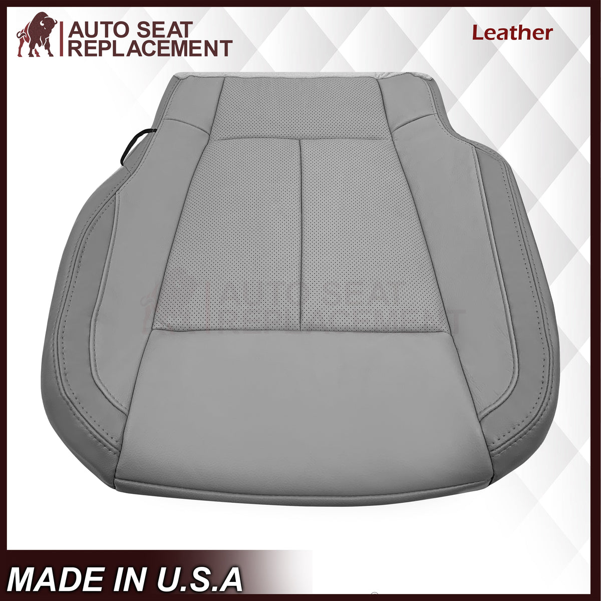 2018-2020 Ford F-150 Lariat Replacement Cowhide Leather or Synthetic Leather Seat Cover: Gray, Perforated