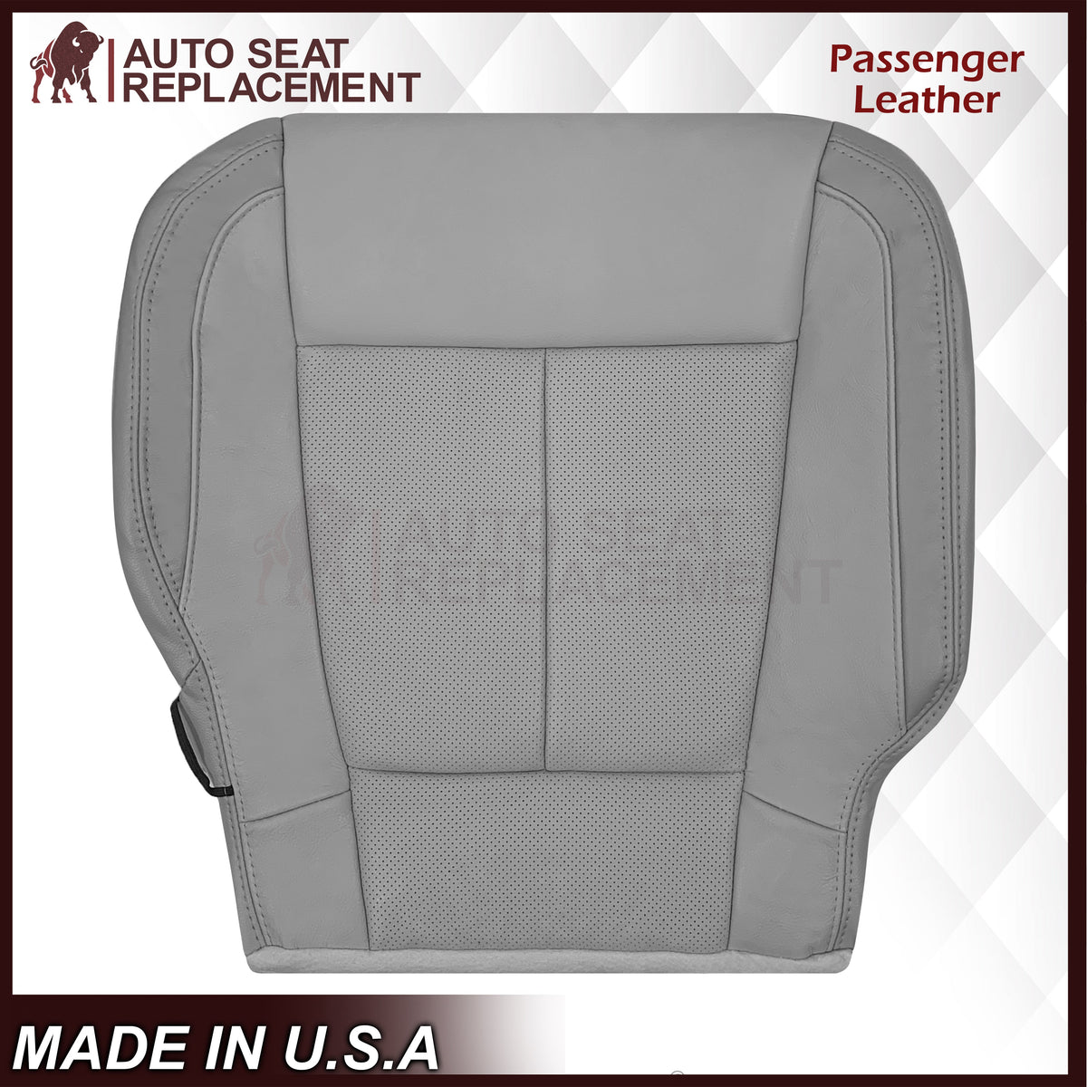 2018-2020 Ford F-150 Lariat Replacement Cowhide Leather or Synthetic Leather Seat Cover: Gray, Perforated
