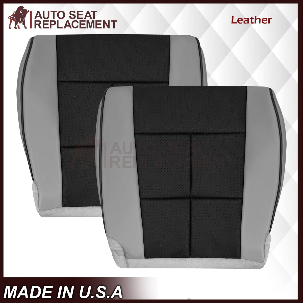 2007 - 2014 Lincoln Navigator Bottom Seat Cover in 2 Tone Gray & Black Leather or Vinyl