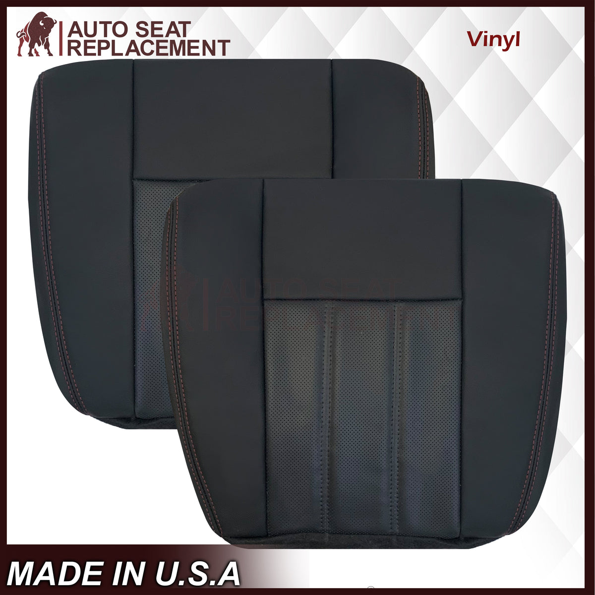 2008 - 2020 For Dodge Grand Caravan Replacement Bottom Seat Cover W/ Red Stitching: Choose your pattern