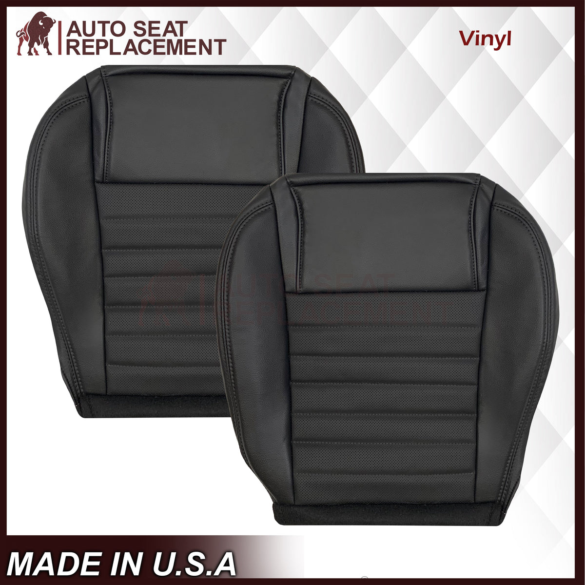 2005-2009 Ford Mustang GT V8 Convertible Replacement Seat Covers In Dark Charcoal: Black