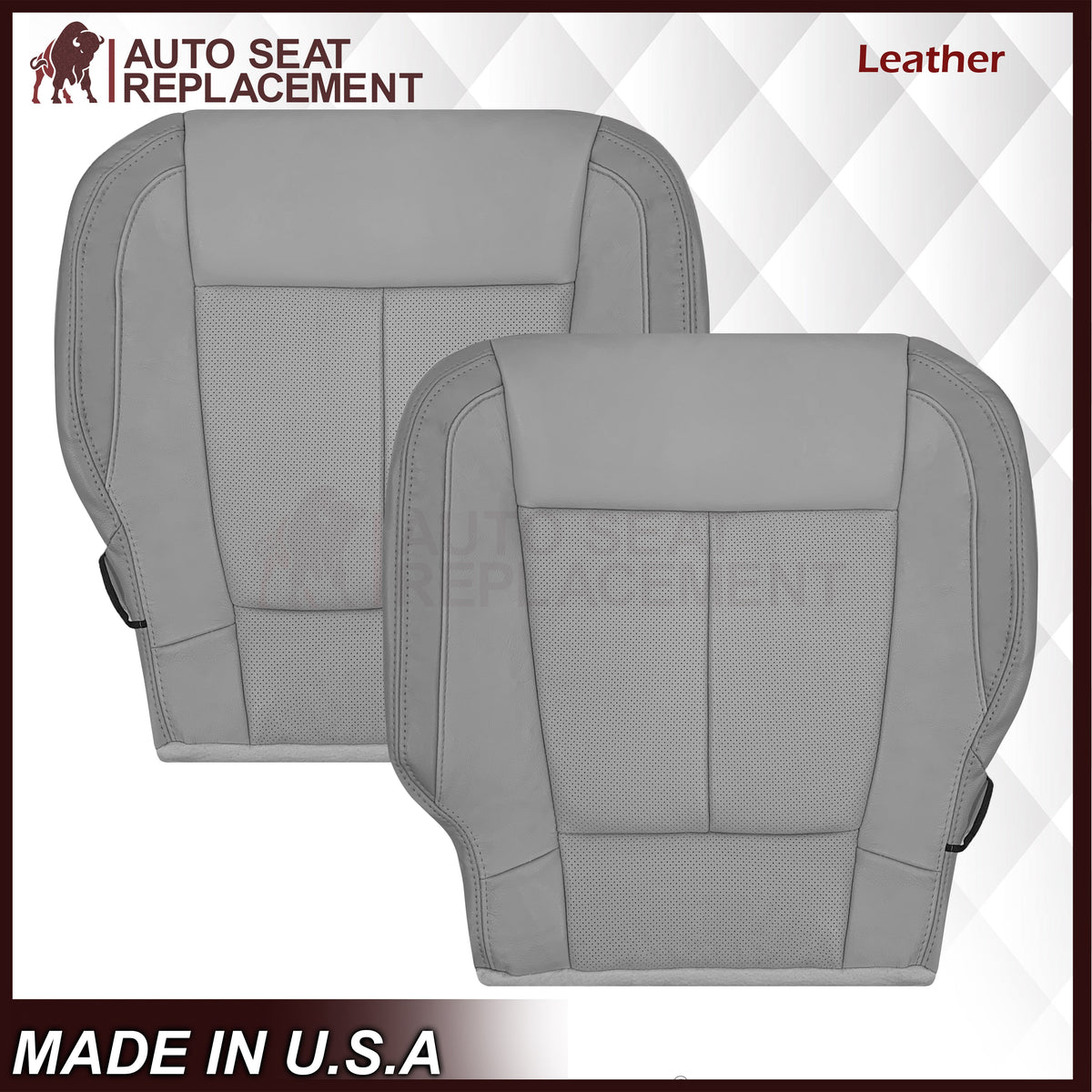 2018-2020 Ford F-150 Lariat Replacement Cowhide Leather or Synthetic Leather Seat Cover: Gray, Perforated