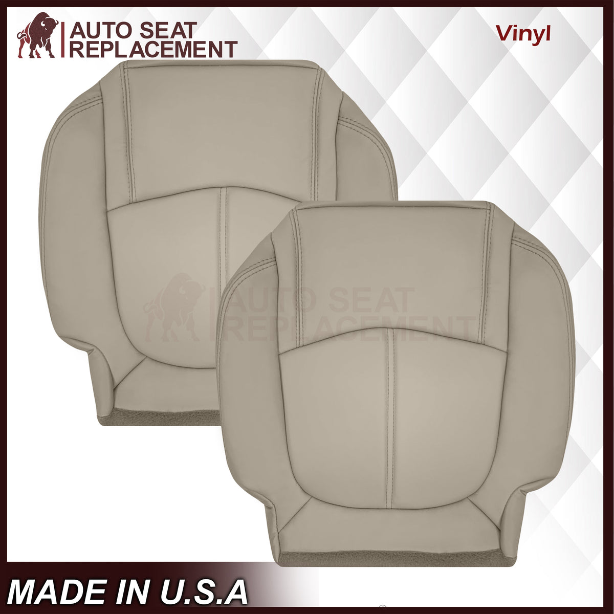 2008-2012 Buick Enclave Second Row Bottom Replacement Seat Covers In Tan: Choose Leather or Syn. Leather