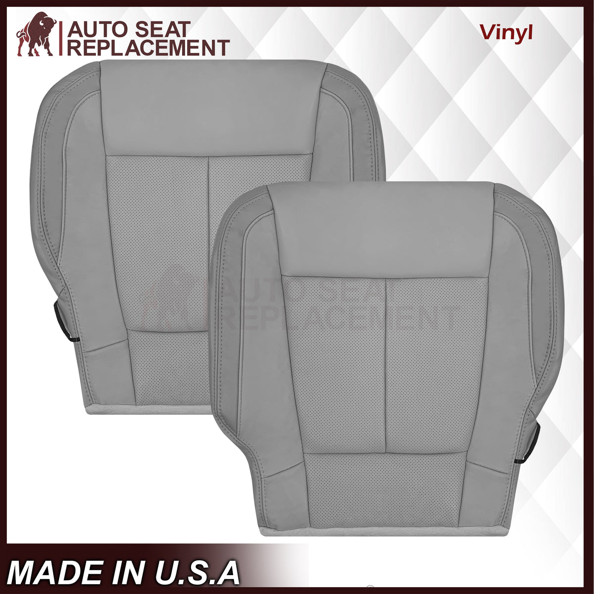 2018-2020 Ford F-150 Lariat Replacement Cowhide Leather or Synthetic Leather Seat Cover: Gray, Perforated