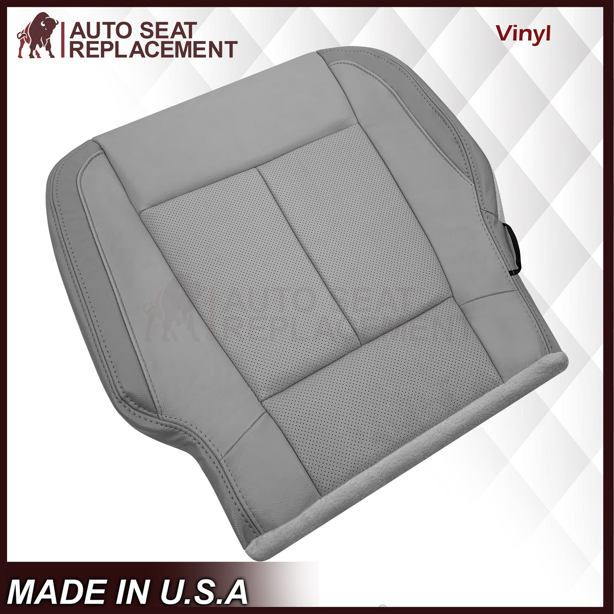 2018-2020 Ford F-150 Lariat Replacement Cowhide Leather or Synthetic Leather Seat Cover: Gray, Perforated