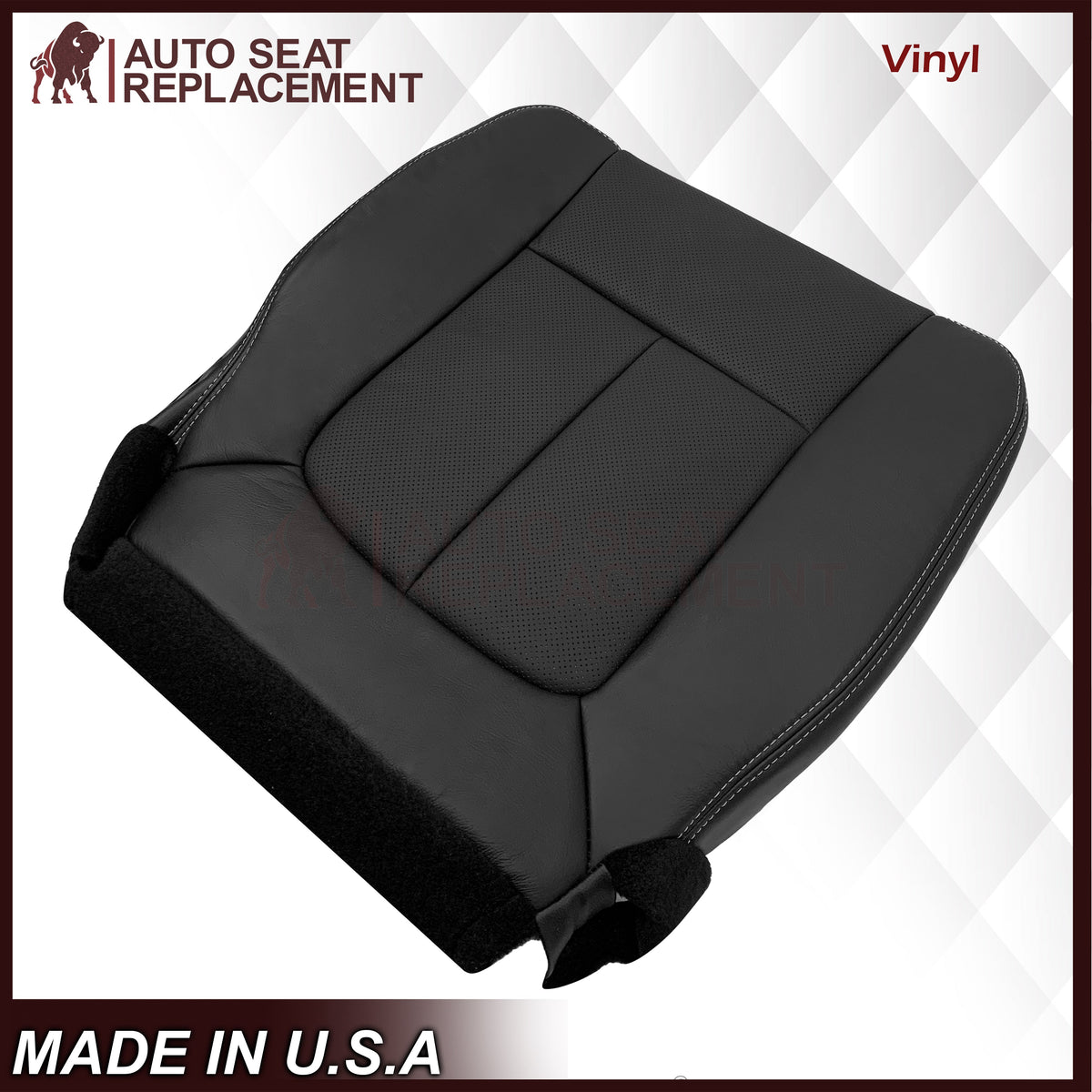 2009 - 2014 Ford F-150 Lariat Replacement Perforated Genuine Leather / Synthetic Leather Seat Cover In Black