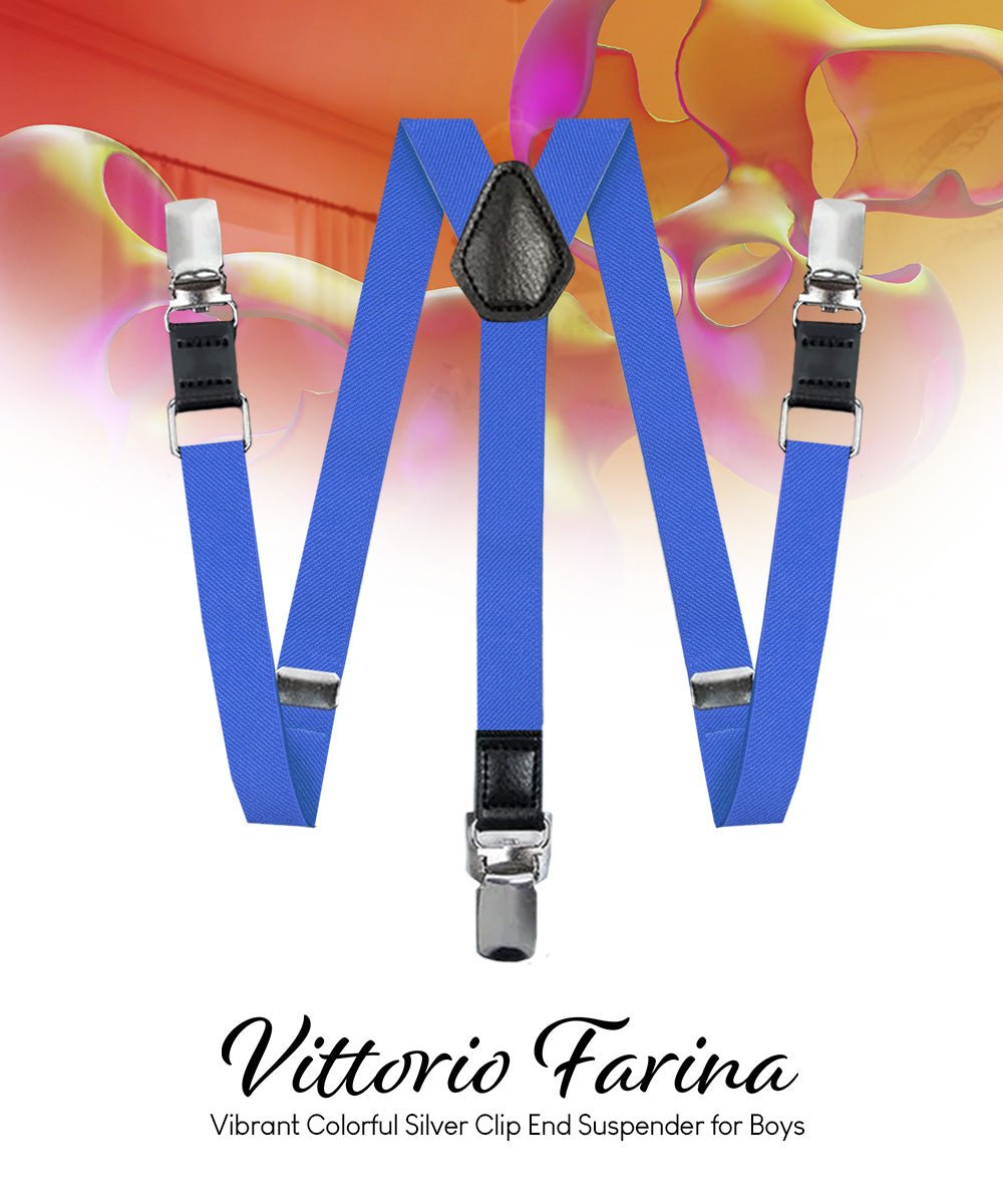 Vittorio Farina Boy's Clip End Suspender with Silver Hardware in Gift Box: 70% Polyester & 30%