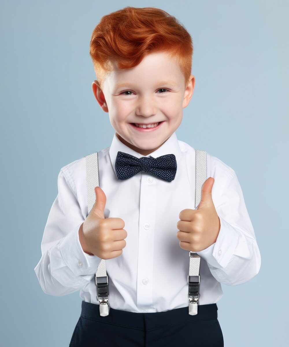 Vittorio Farina Boy's Clip End Suspender with Silver Hardware in Gift Box: 70% Polyester & 30%