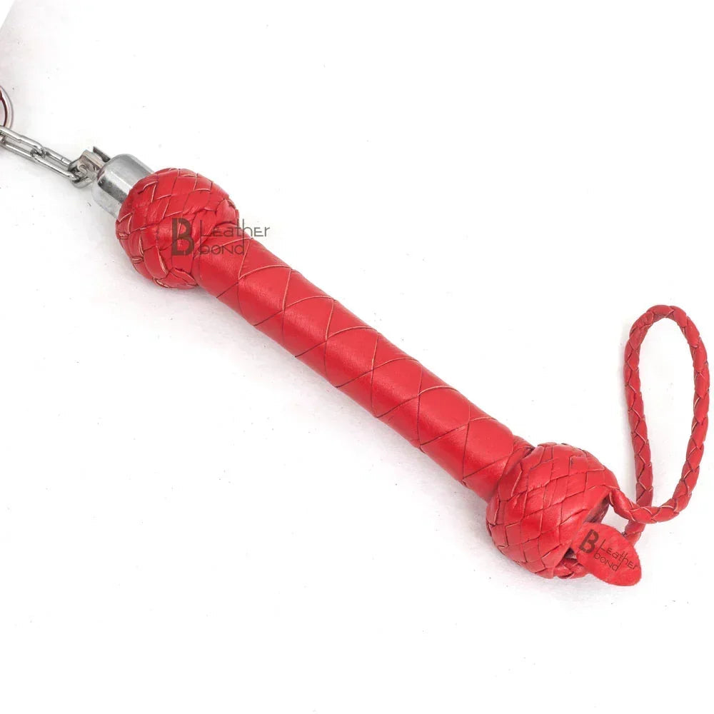 Real Cowhide Suede Leather Nunchaku Flogger 25 Red Falls & Swivel Handle | Handcrafted BDSM Impact Whip