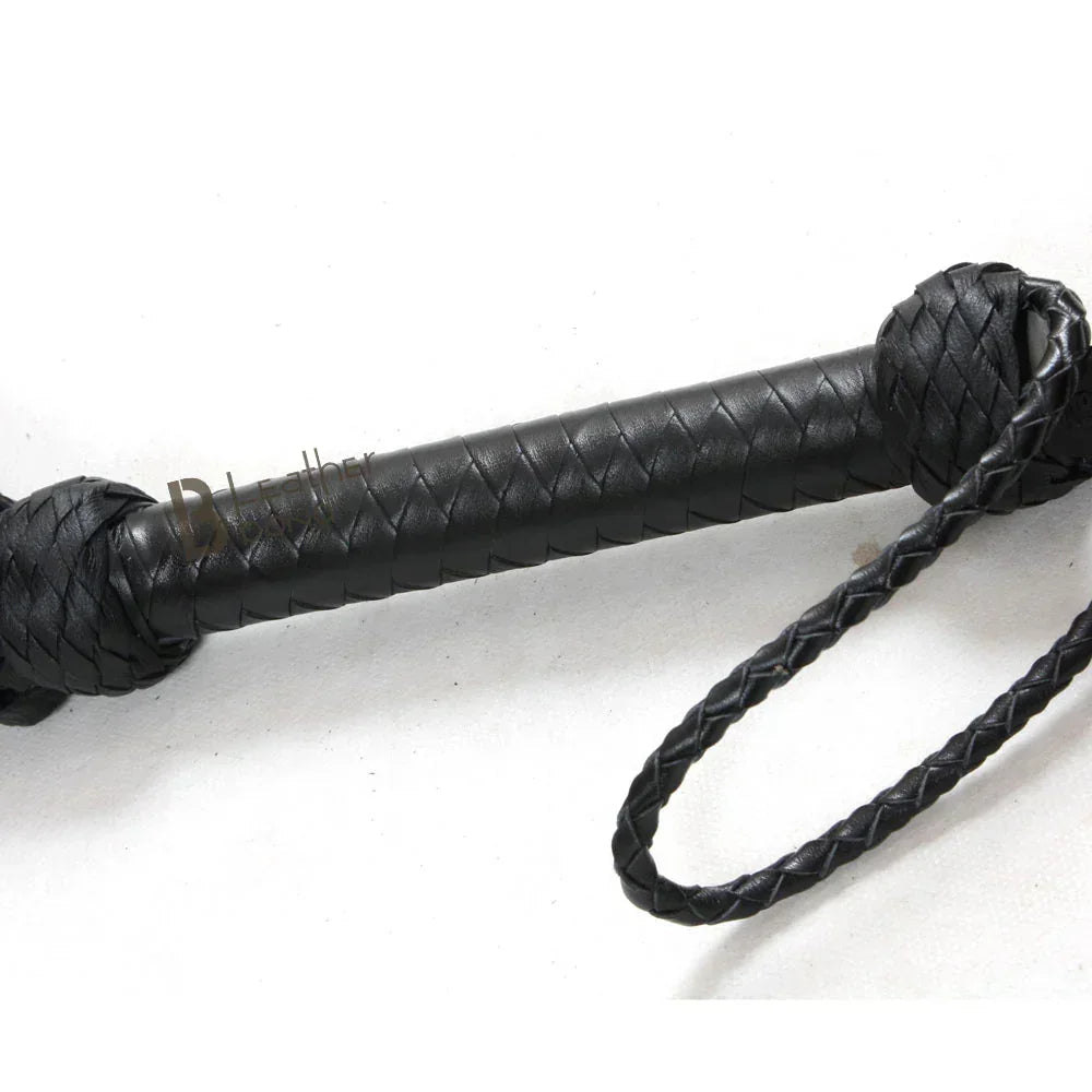 Black Leather Flogger 25 Falls Heavy Duty Thuddy BDSM Whip | Handcrafted Impact Flogger