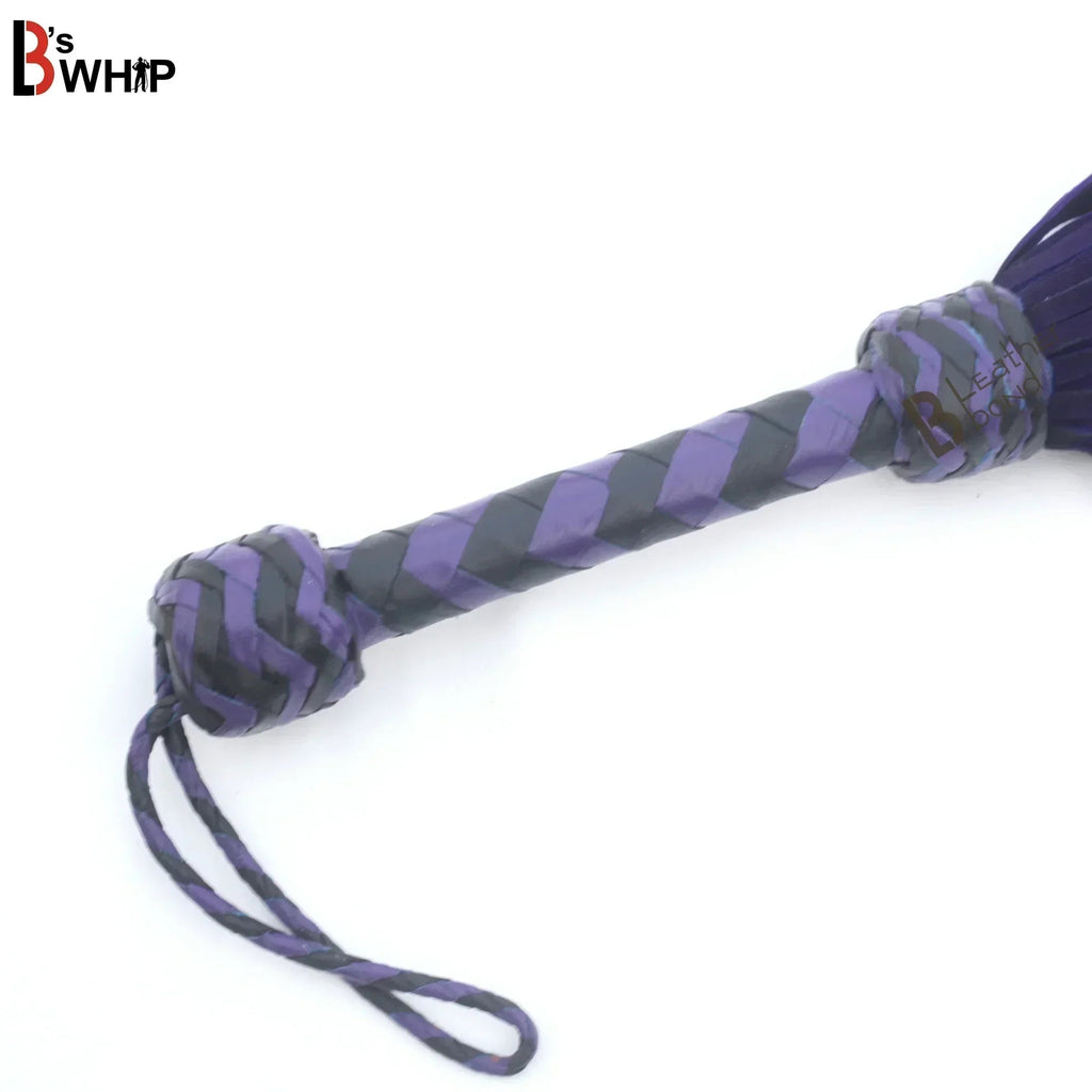 💜🖤 Real Cowhide Suede Leather Flogger 75 Falls Purple and Black Heavy Duty Thuddy Whip | BDSM Impact