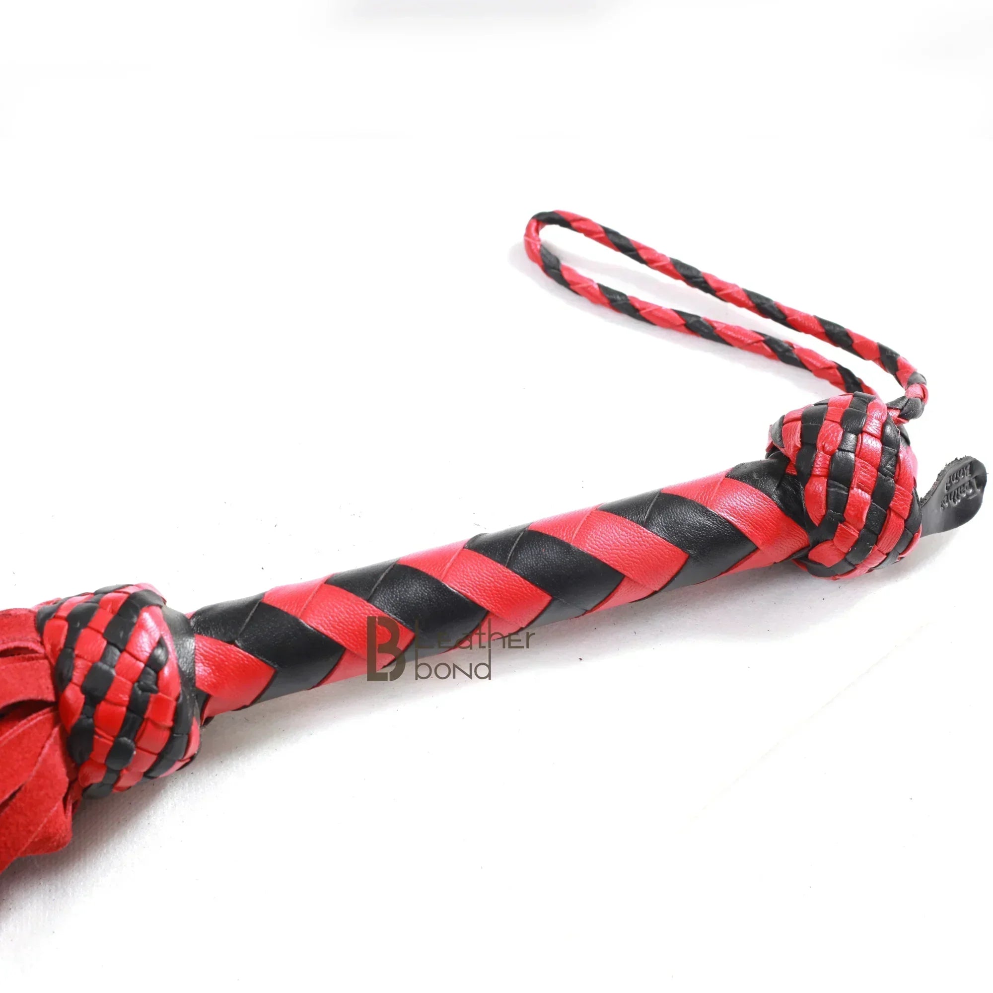 ❤️🖤 Real Genuine Cowhide Suede Leather Flogger 75 Falls Red & Black Heavy Duty Thuddy Whip