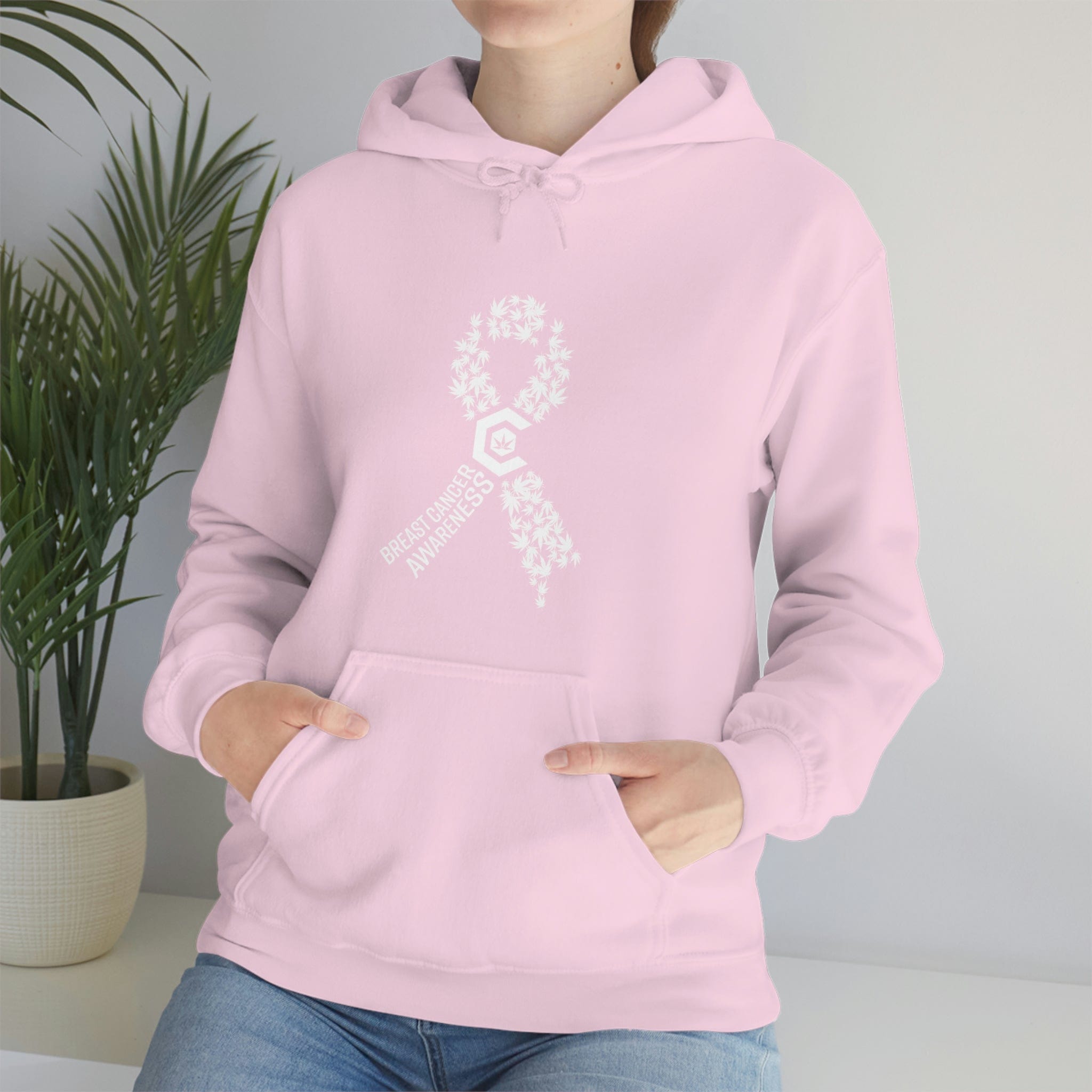 Breast Cancer Awareness Hoodie Weed Ribbons