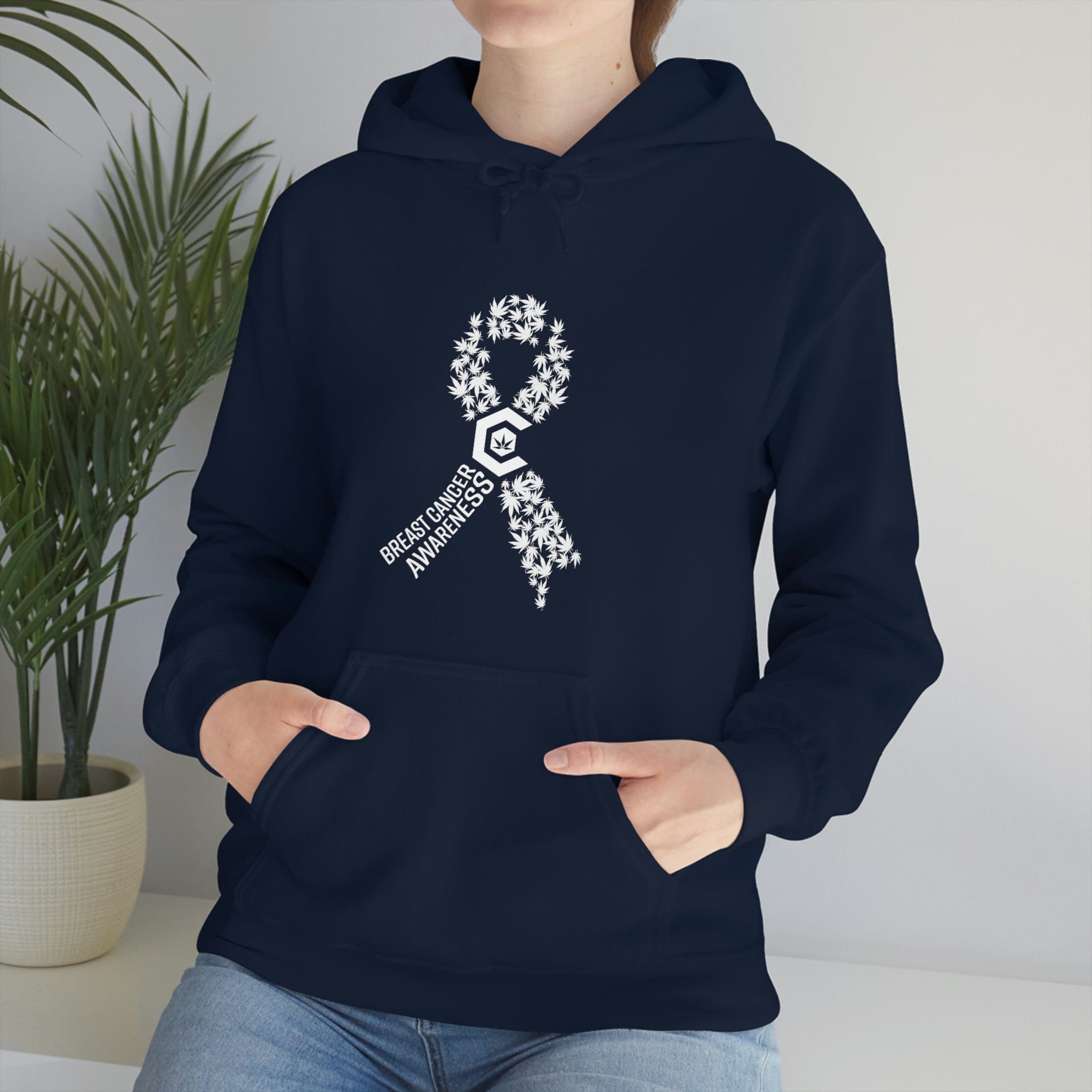 Breast Cancer Awareness Hoodie Weed Ribbons