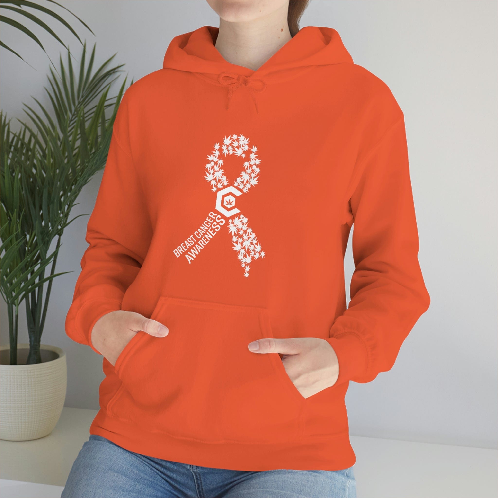 Breast Cancer Awareness Hoodie Weed Ribbons