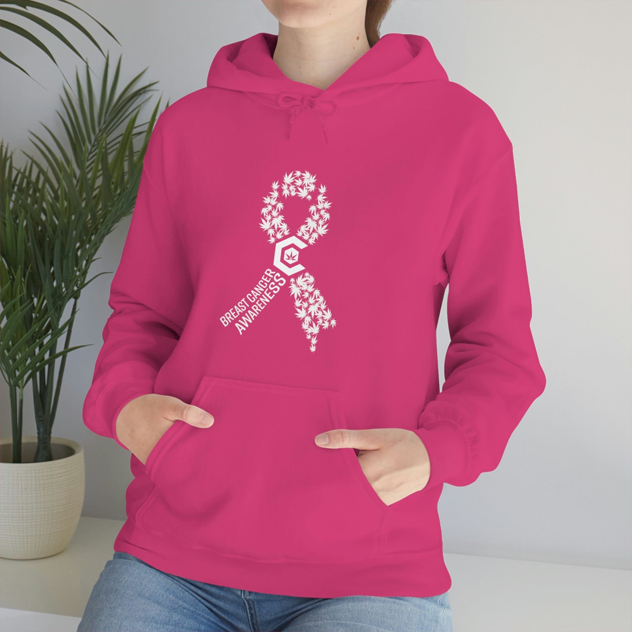 Breast Cancer Awareness Hoodie Weed Ribbons