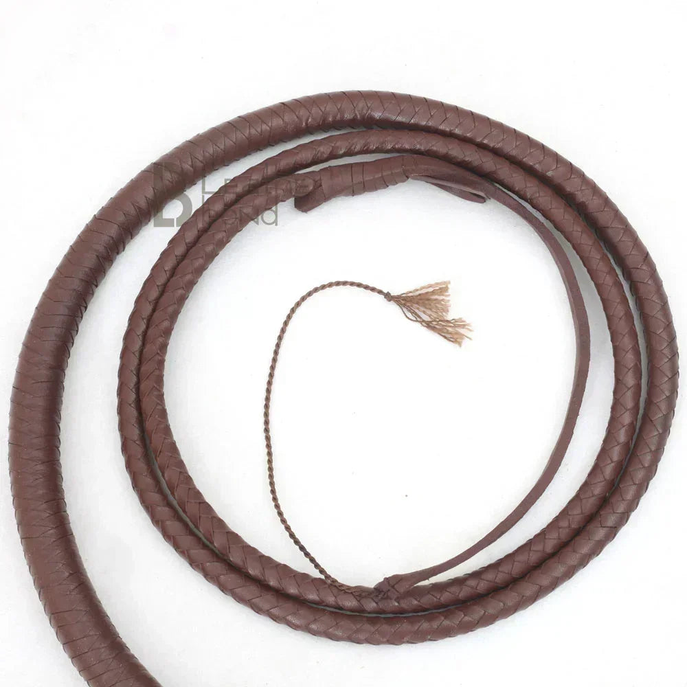 Indiana Jones Style 6ft–12ft Dark Brown Leather Bullwhip – 8 Plait Rope Core, Handmade Cowhide by Leather Bond