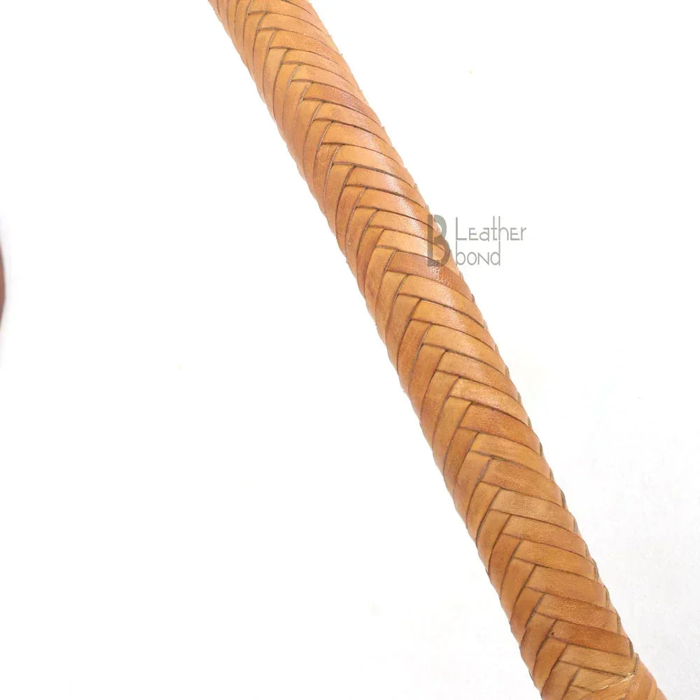 Tan Kangaroo Hide Bull Whip | 6 to 16 Feet | 16 Strands | Built for Whip Cracking – Leather Bond