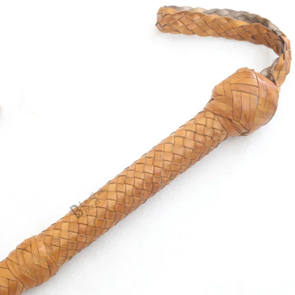 Tan Kangaroo Hide Bull Whip | 6 to 16 Feet | 16 Strands | Built for Whip Cracking – Leather Bond