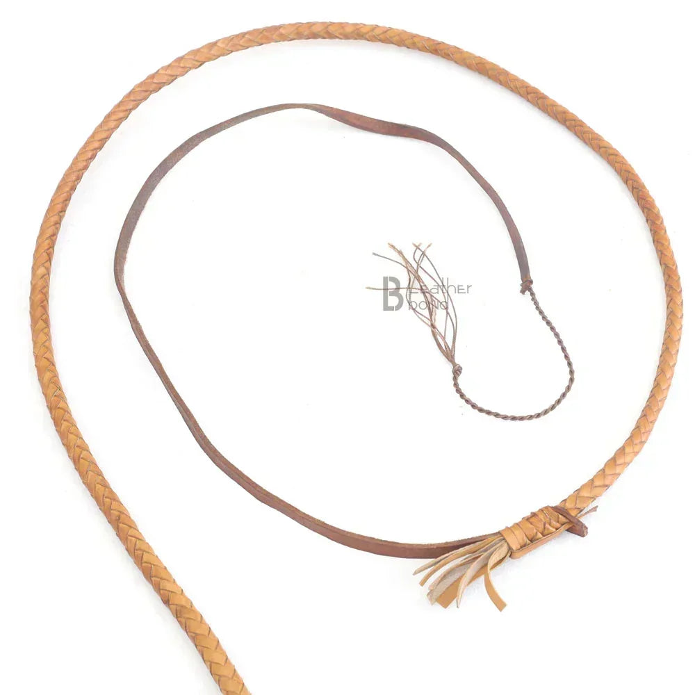 Tan Kangaroo Hide Bull Whip | 6 to 16 Feet | 16 Strands | Built for Whip Cracking – Leather Bond