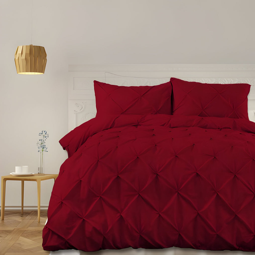 400TC Cotton Pintuck Sateen Solid Duvet Cover Set