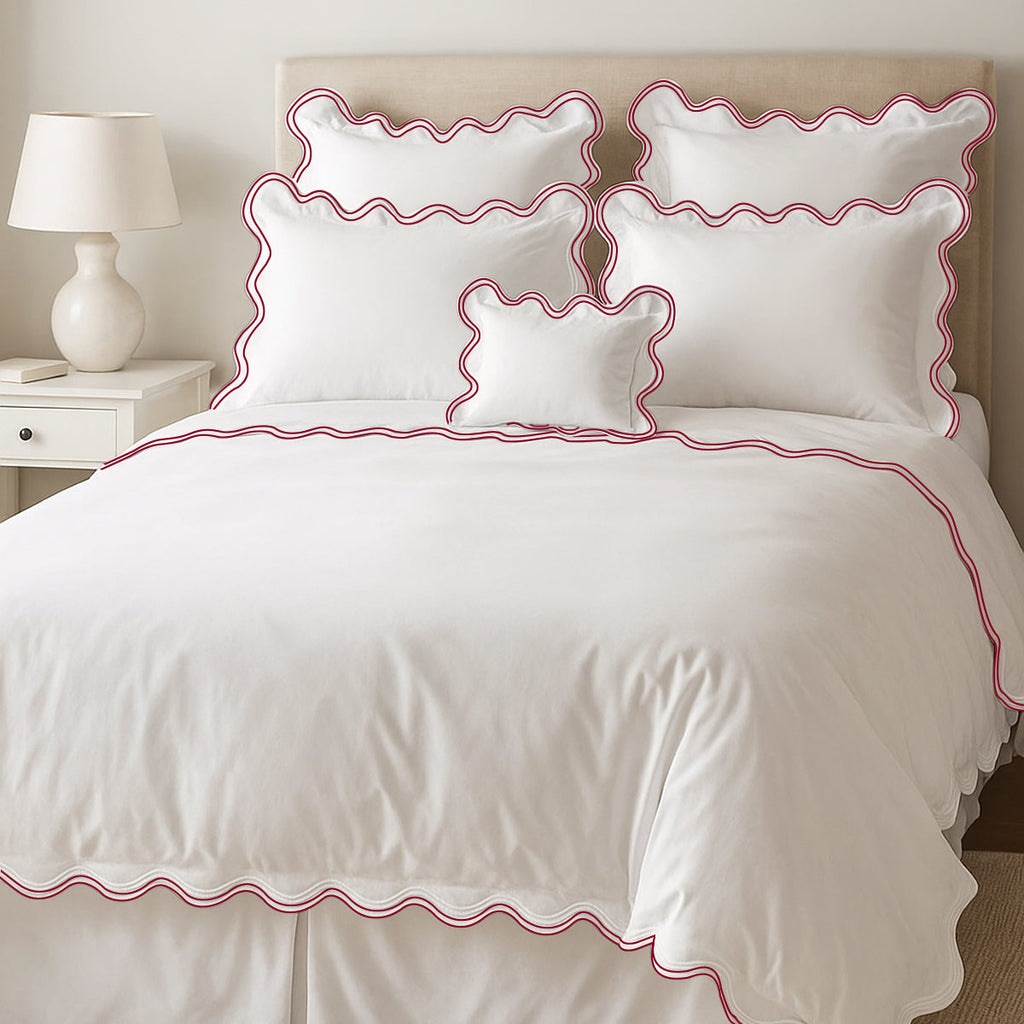 400TC Cotton Sateen Luxurious Double Scalloped Duvet Cover Set