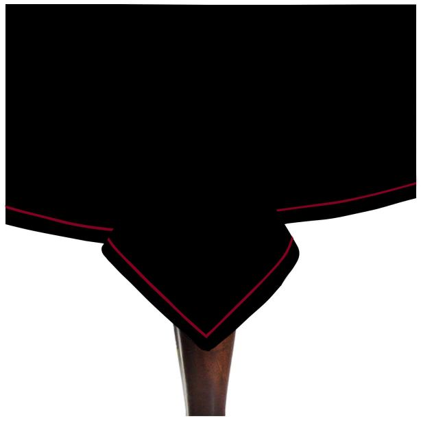 Single Embroidery Border Sateen Cotton Solid Table Cloth - Black