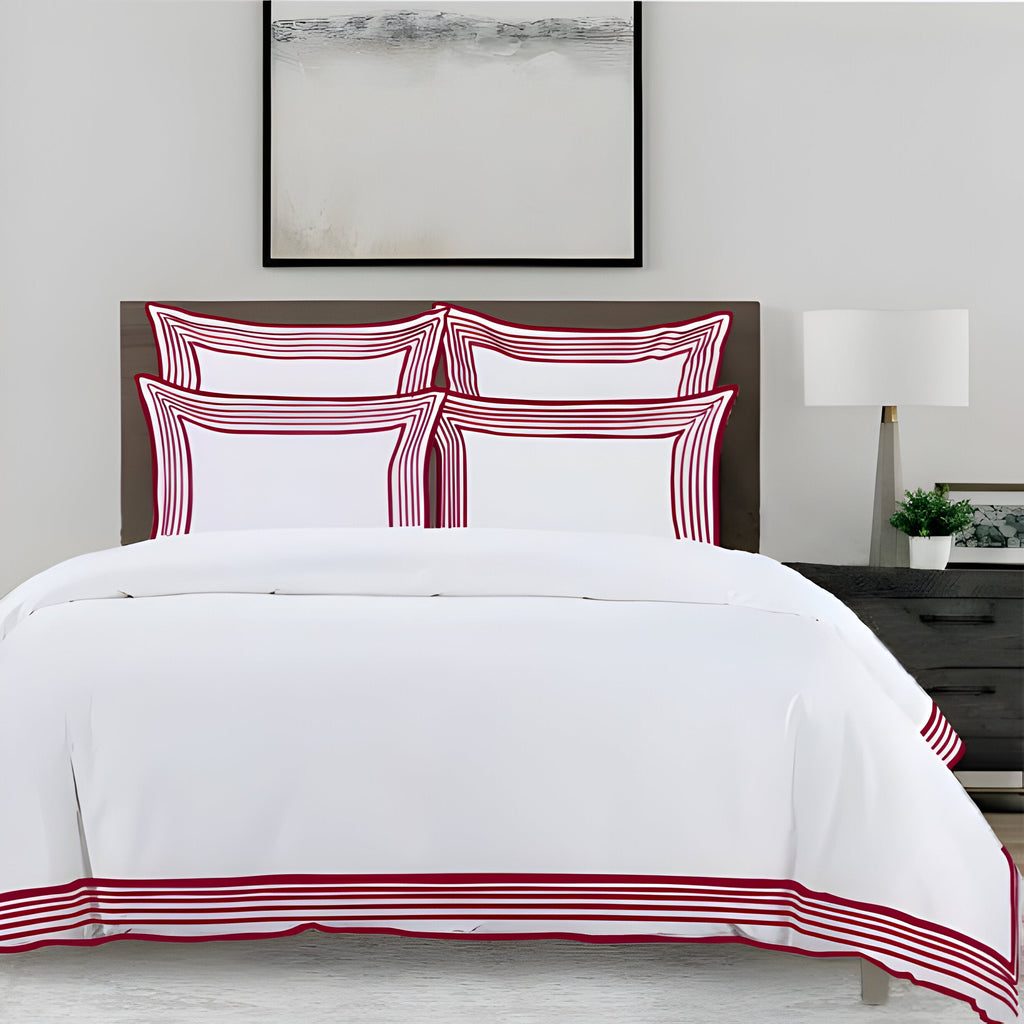 Smart Border 400TC Cotton Embroidery Sateen Solid Duvet Cover Set