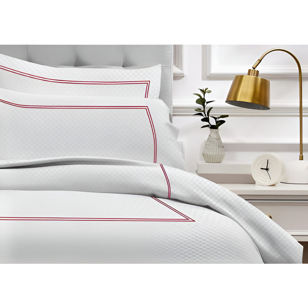 400TC Cotton Double Embroidery Sateen Microcheck Duvet Cover Set
