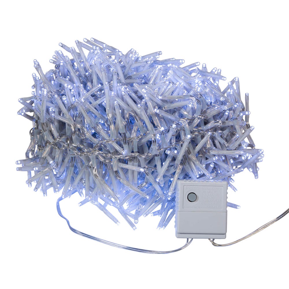 1000-Light Cool White LED Clear Wire Cluster Garland