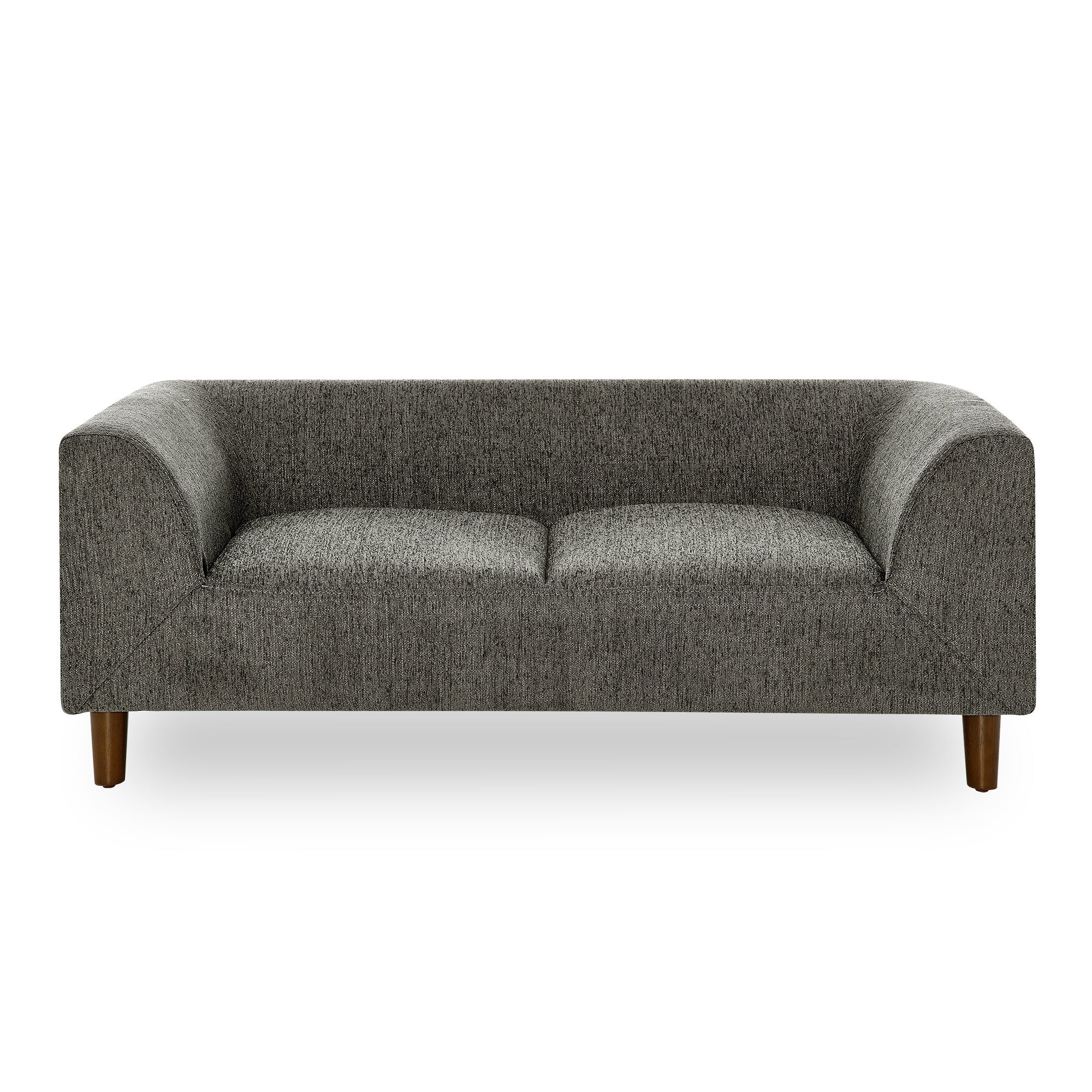 Modern Rectangular Pet Sofa with Backrest and Armrests, Soft Cushion, Dark Grey Linen, Rubber Wood Frame