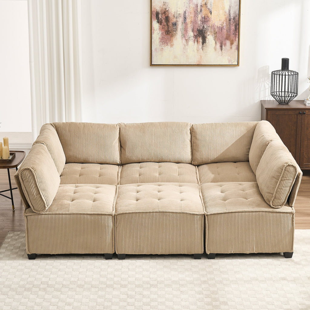 UNITED WE WIN Modular Sectional Sofa U Shaped Modular Couch with Reversible Chaise Modular Sofa Sectional Couch,6- Seat Convertible Sofa,Fit for Living Room