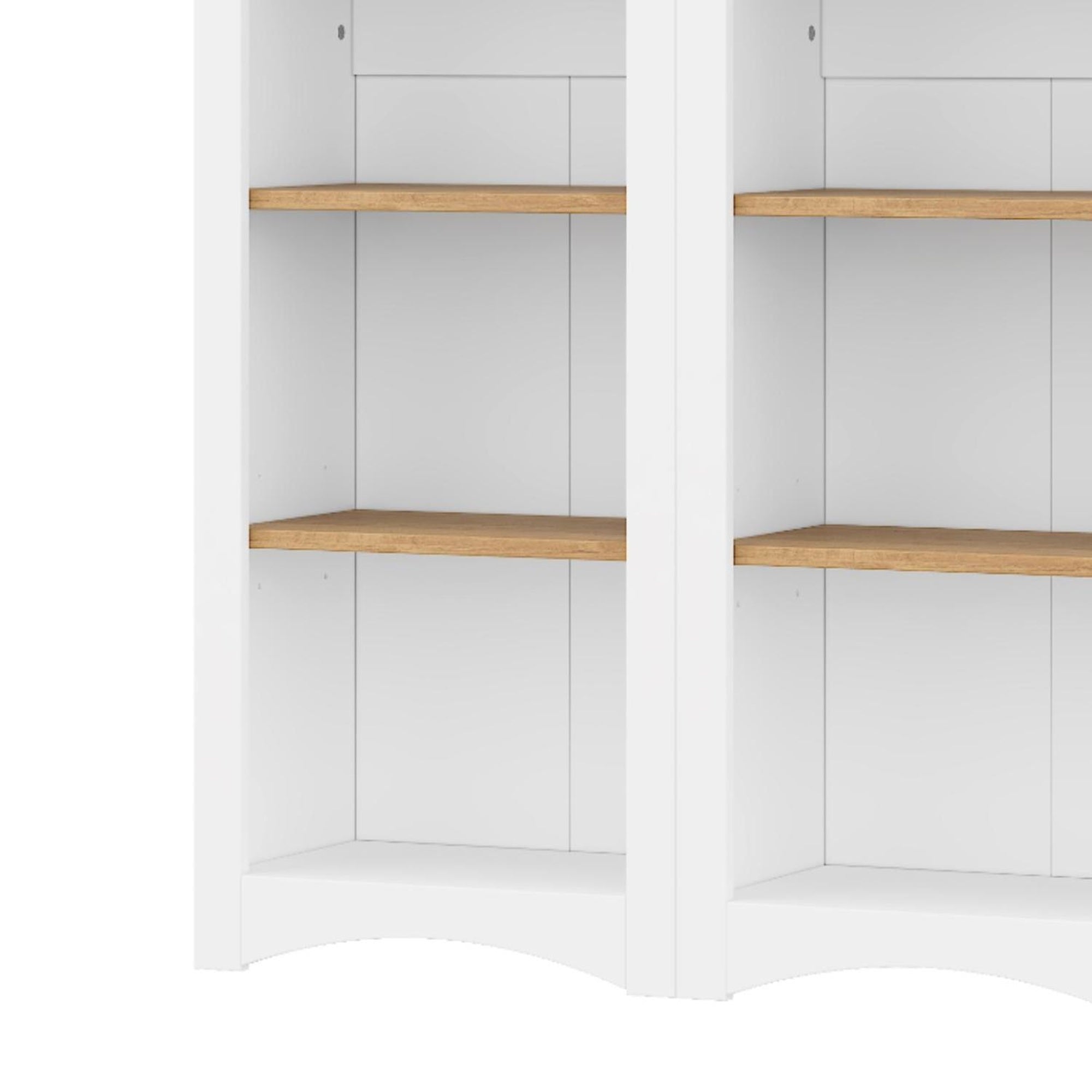 ON-TREND 3-Piece Farmhouse Entertainment Center with Storage Cabinet for TVs Up to 70', Mid-Century TV Stand with Bookshelf, Rustic Versatile Sideboard with Adjustable Shelves for Living Room, White