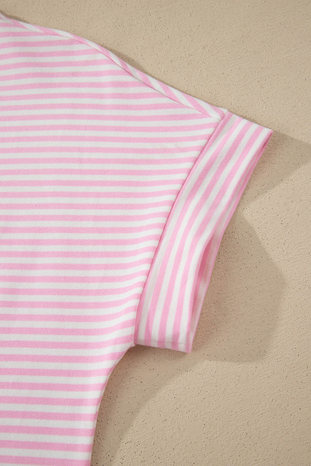 Stripe Mock Neck Cuffed Sleeve Tee Dress