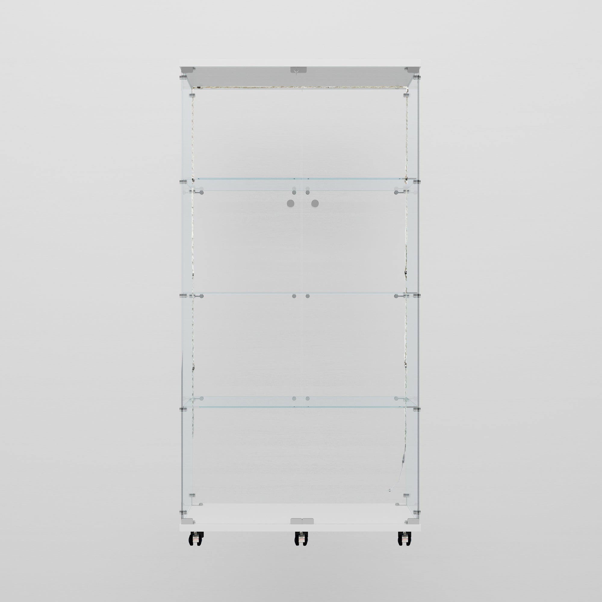 Tempered glass display cabinet, wine cabinet,storage cabinet,file cabinet,with Bluetooth LED light strip,lock on the door,equipped with cast,easy to move,for living room, bedroom,hallway,Office,white