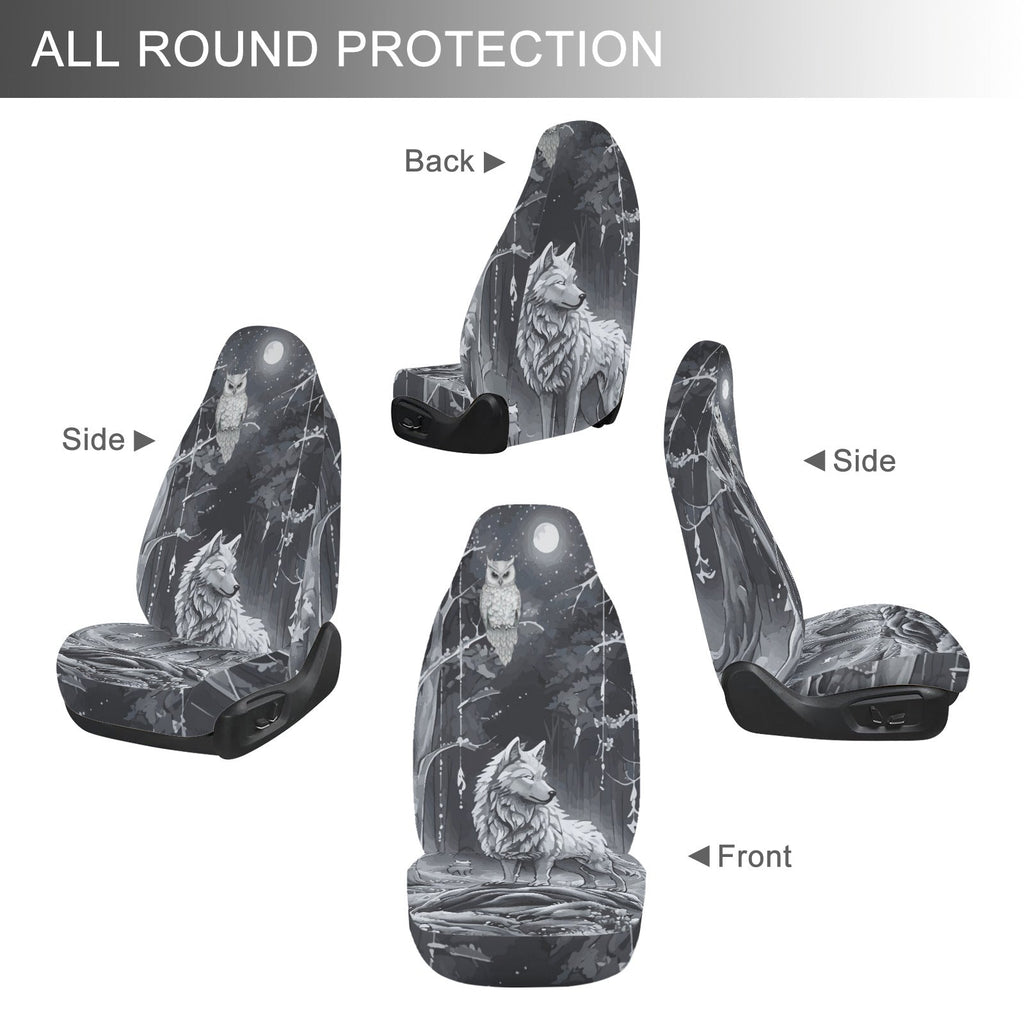 Wolf in Moonlit Forest Car Seat Covers - Set of 2 | Ships from USA