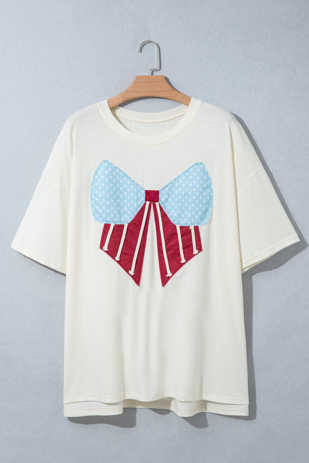 Plus Size USA Flag Bow Patch T-Shirt