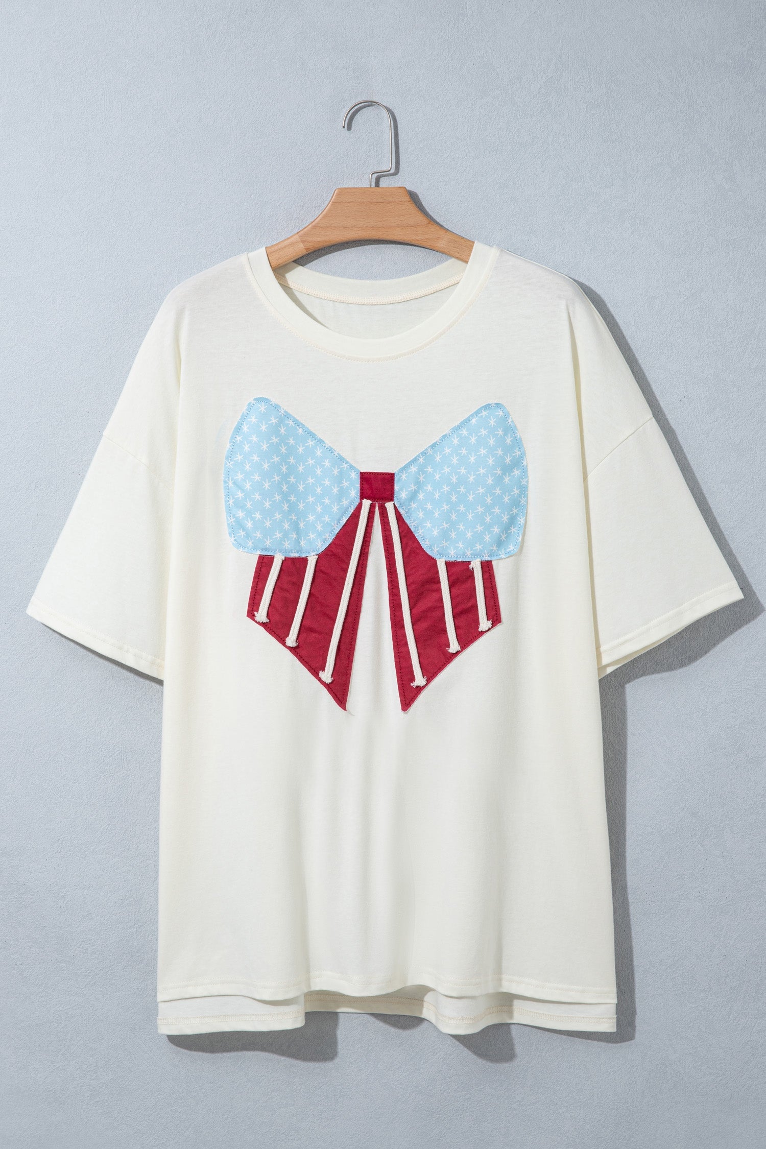 Plus Size USA Flag Bow Patch T-Shirt