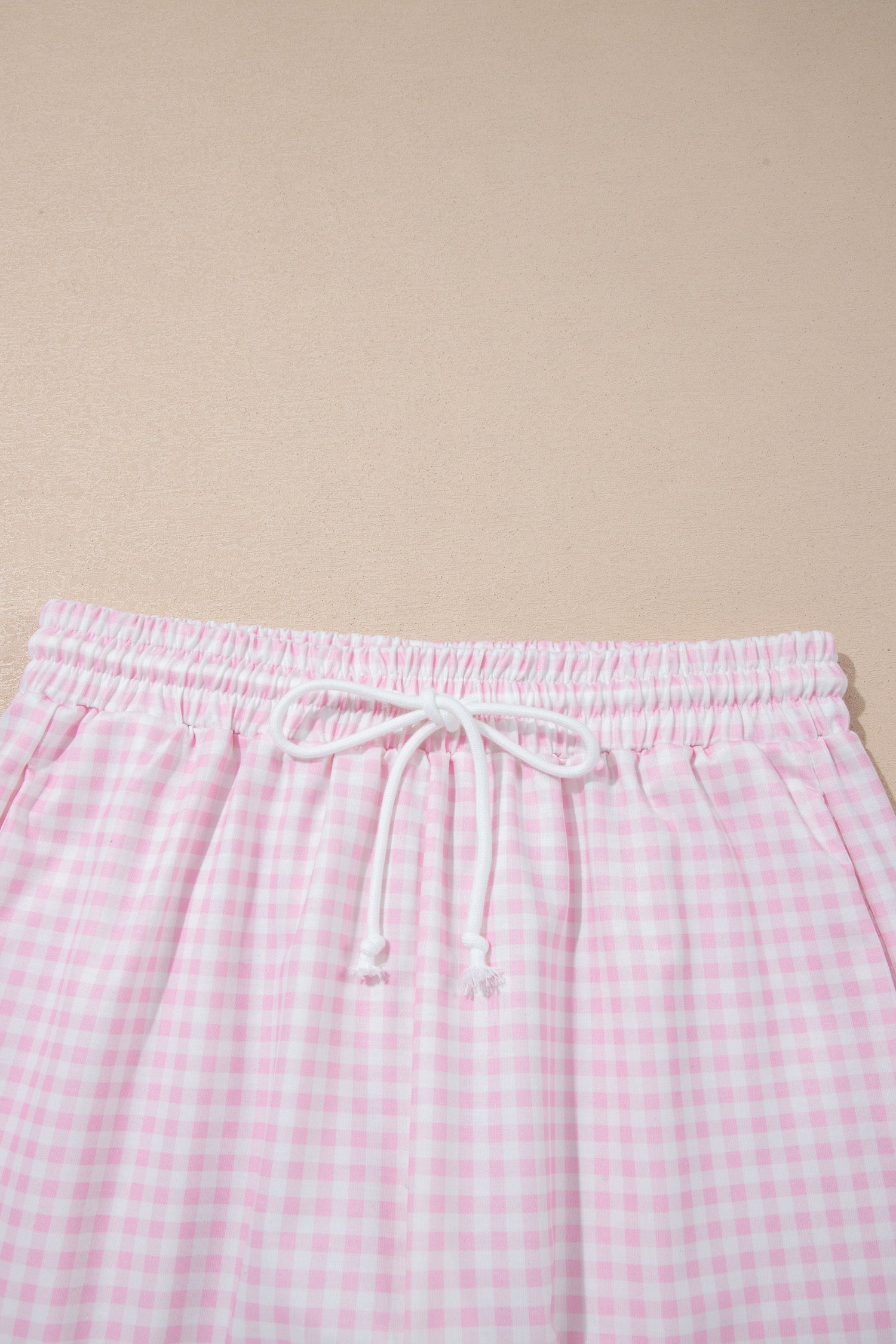 Gingham Half Zip Top & Elastic Waist Shorts Set
