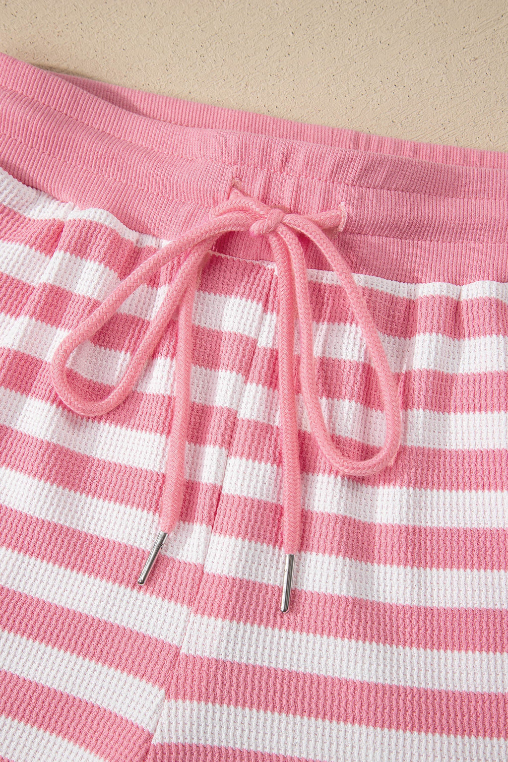 Stripe Puff Sleeve T-Shirt & Drawstring Shorts Set