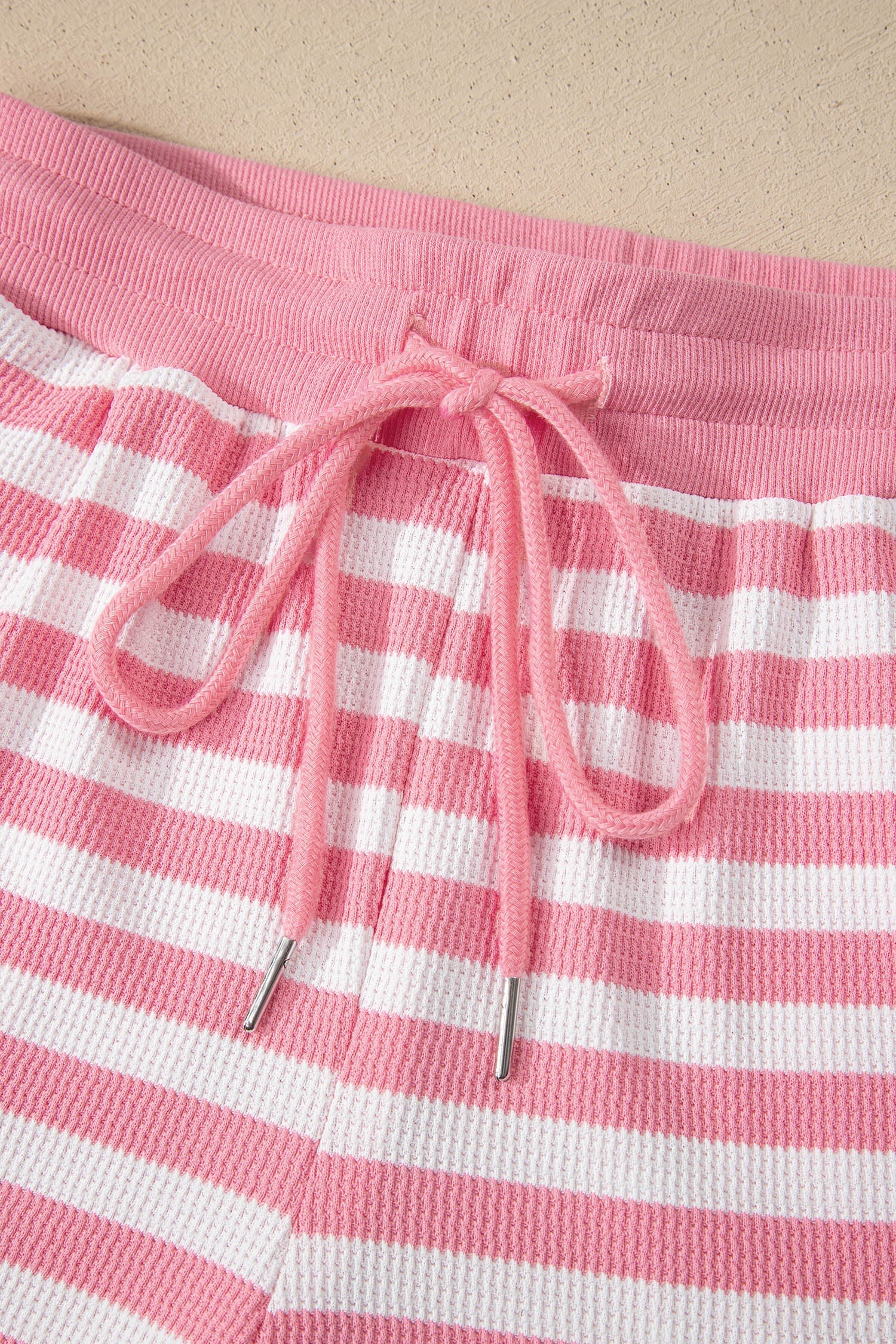 Stripe Puff Sleeve T-Shirt & Drawstring Shorts Set