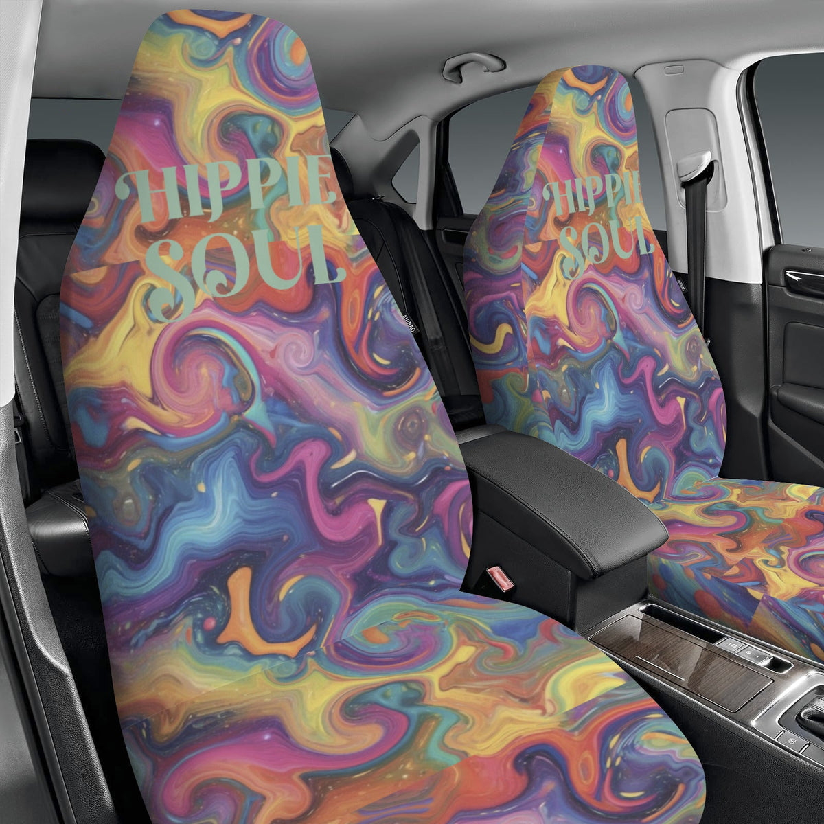 Hippie Soul Psychedelic Colored Car Seat Covers (Set of 2)