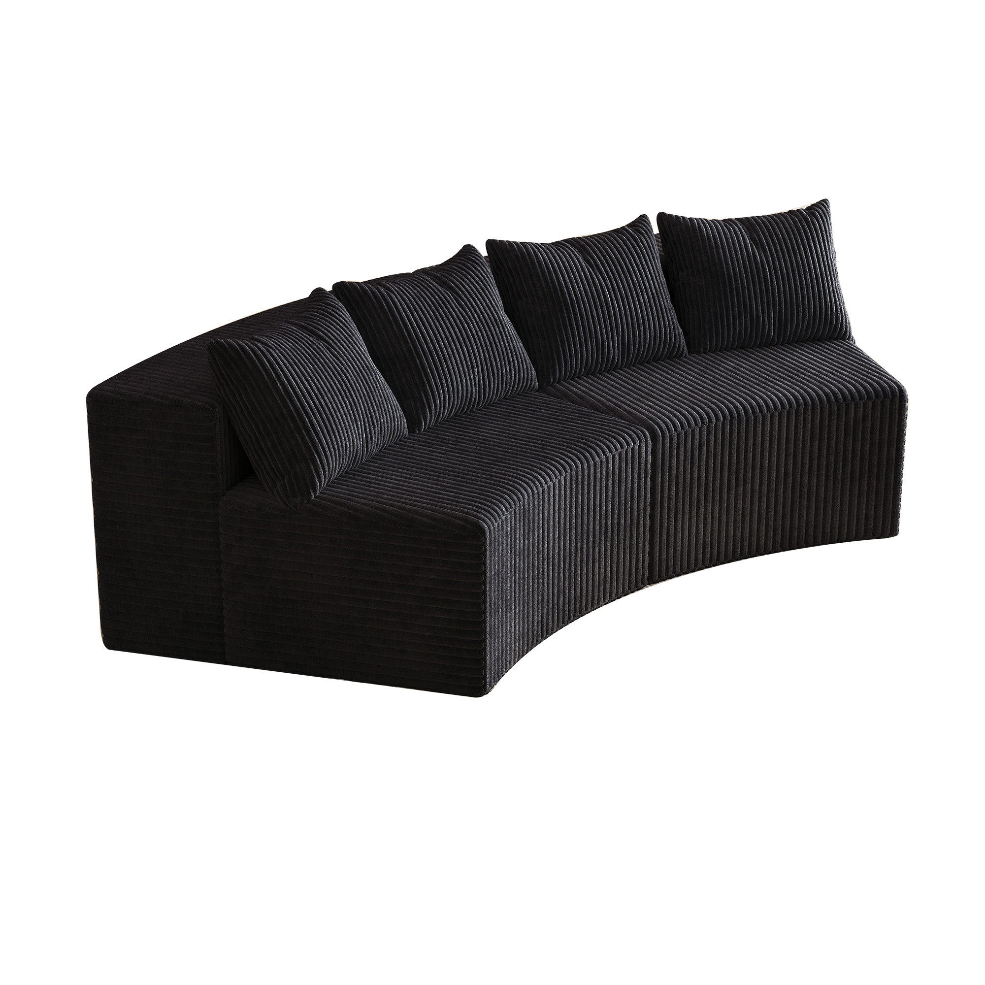 Corduroy curved sectional sofa with four pillows,Curved Symmetrical Modular Semi Circular Sofa Sectional for bedroom, living room, office for leisure or nap, reading room, and lobby(Two modules)