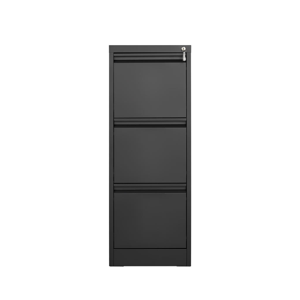 Durable Metal 3 Drawer File Cabinet with Lock for Office Storage, Black, 14.65x17.71x40.50 inches